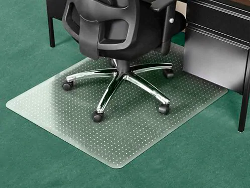 Office chair mat protecting newly cleaned carpet.